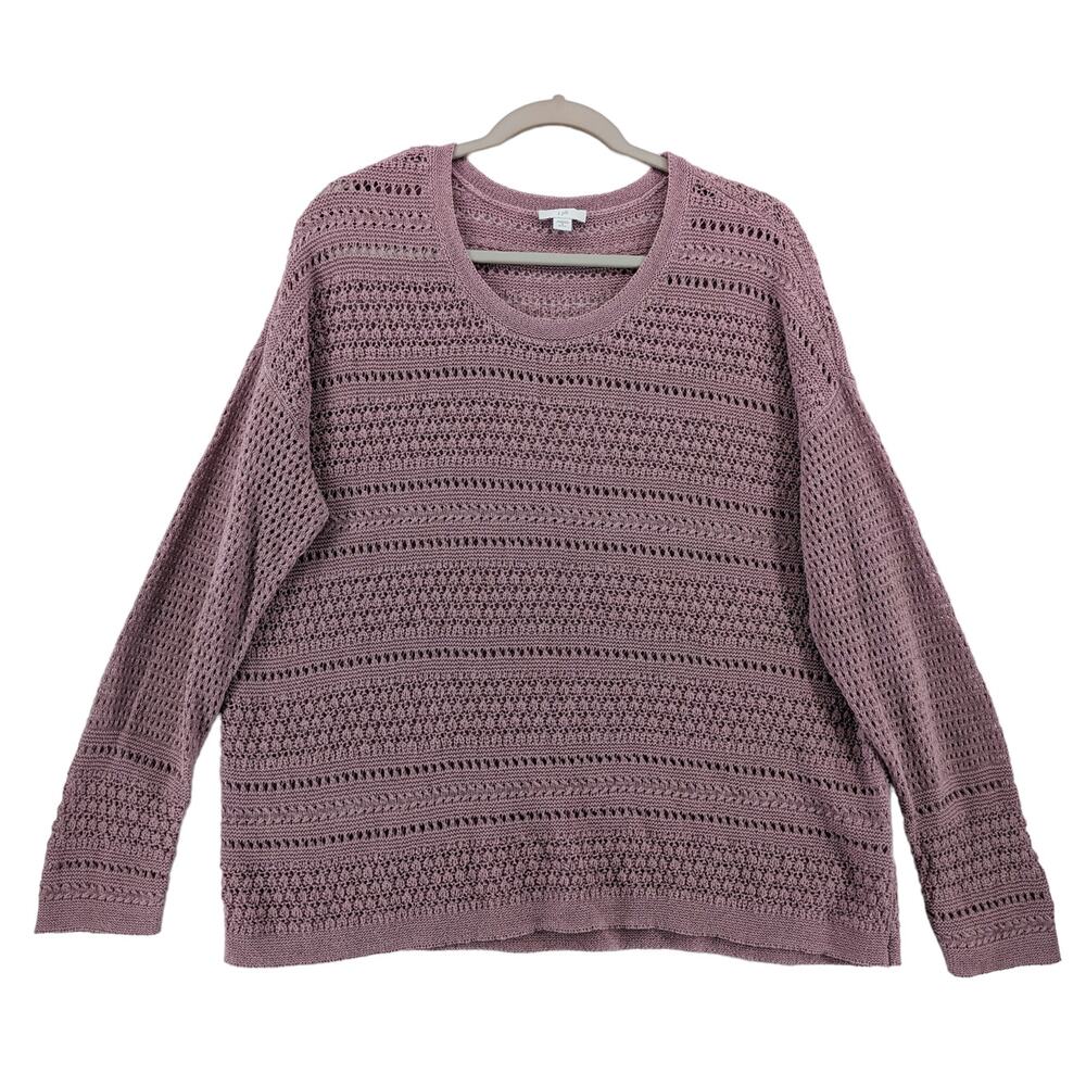 J.Jill Loose Knit Sweater Petite Medium Mauve‎ Oversized Cutout Textured Relaxed